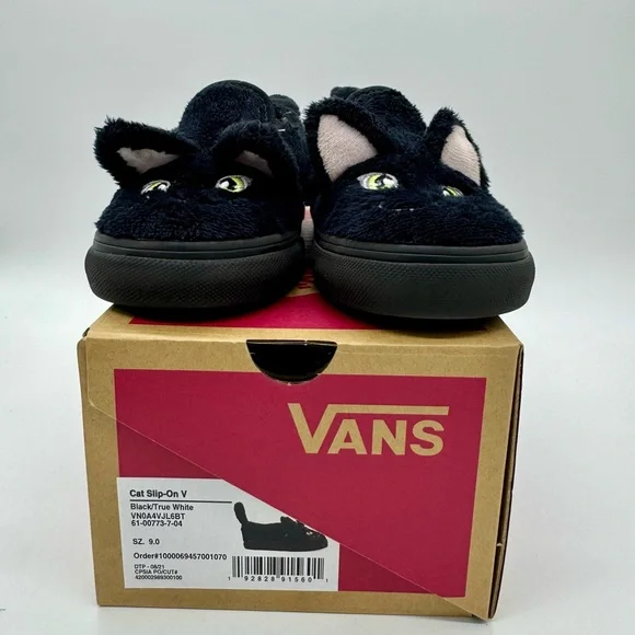 Toddler Vans Black Cat Slip-on V Sneaker Shoe Size 9 KIDS - Picture 3 of 8